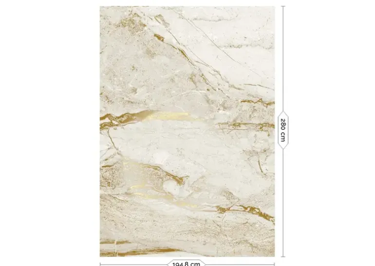 Marmer behang FU-072 - 194,8x280cm goud/wit