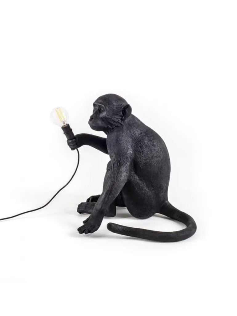 Monkey lamp sitting - zwart