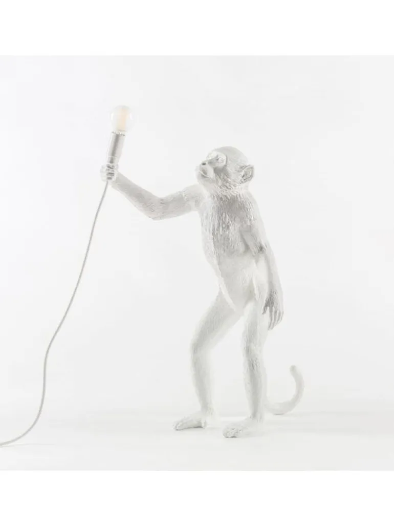 Monkey lamp standing - wit