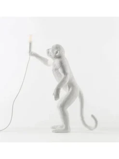 Monkey lamp standing - wit