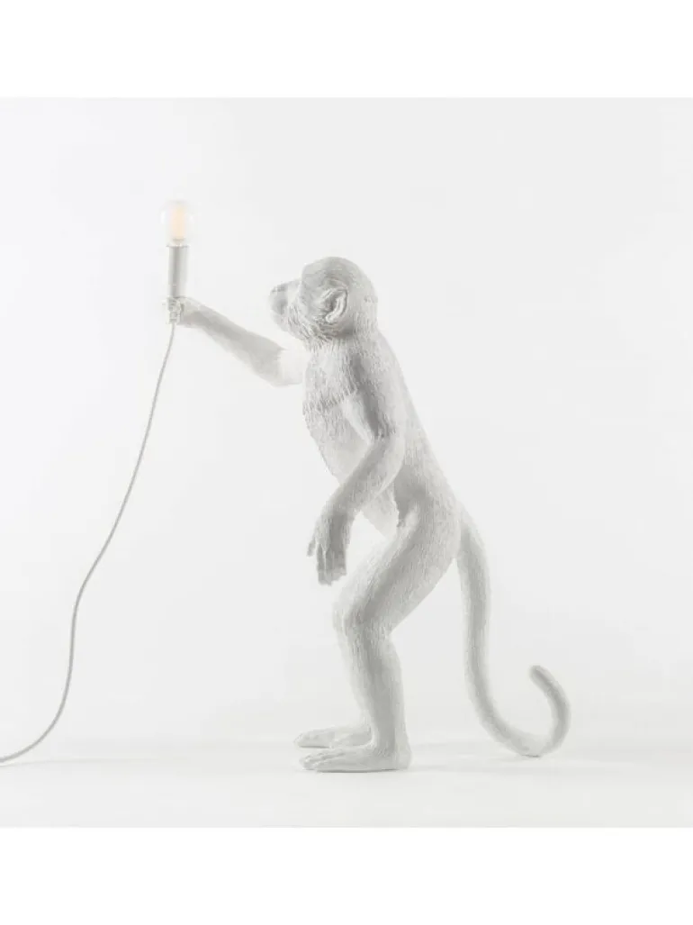 Monkey lamp standing - wit