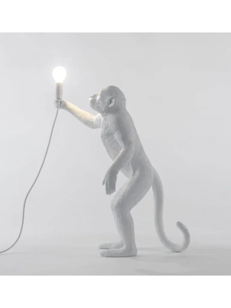 Monkey lamp standing - wit