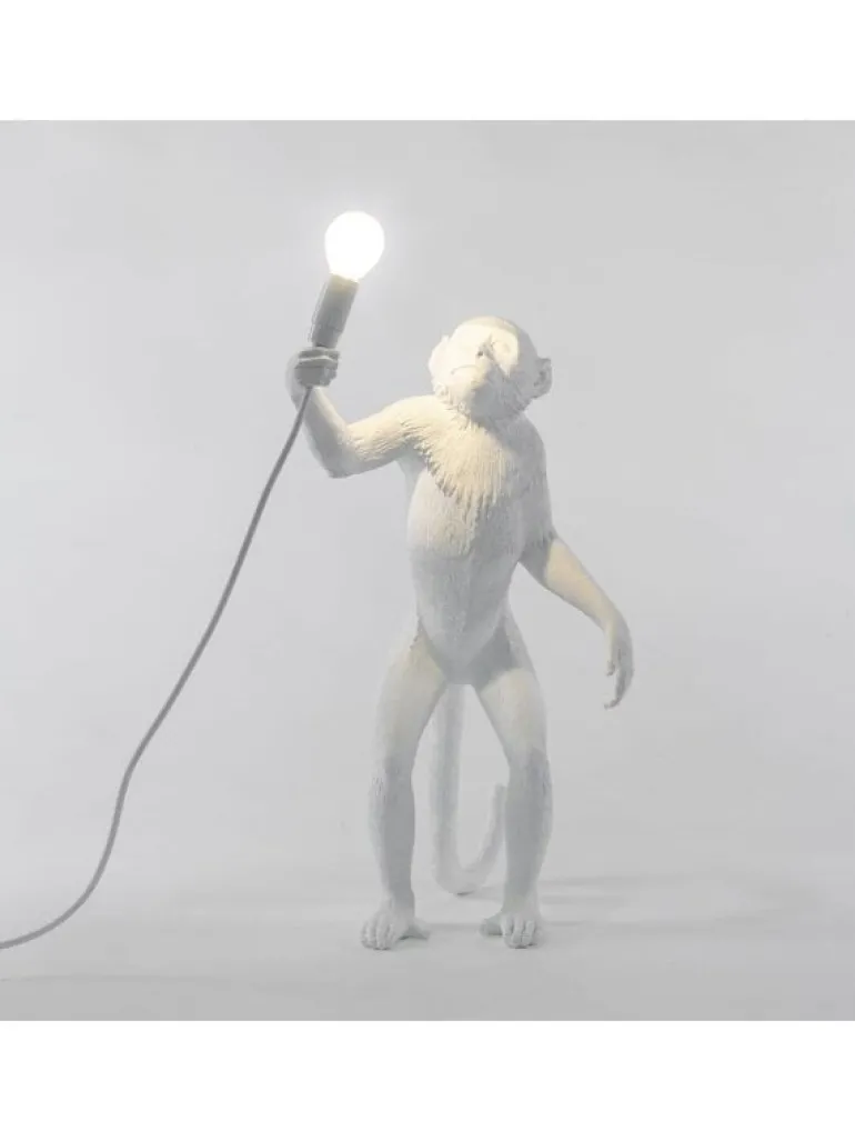 Monkey lamp standing - wit