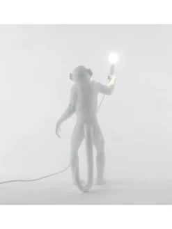 Monkey lamp standing - wit