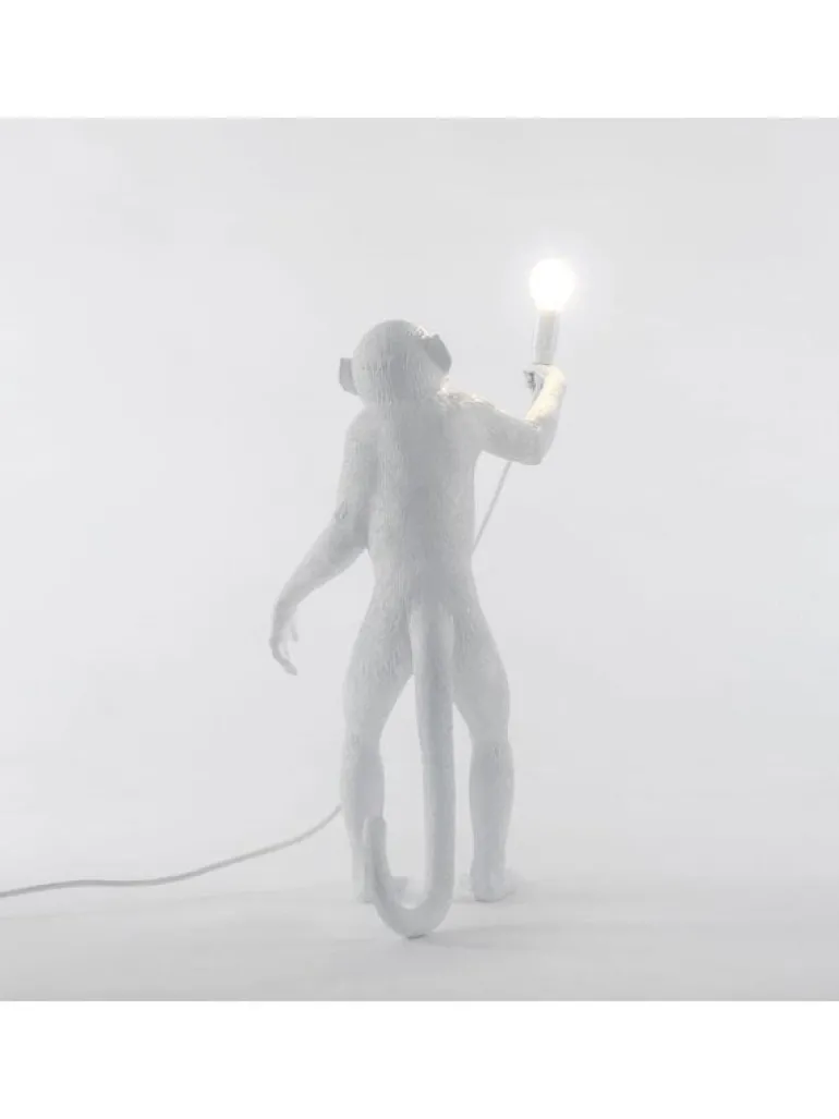 Monkey lamp standing - wit