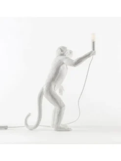 Monkey lamp standing - wit