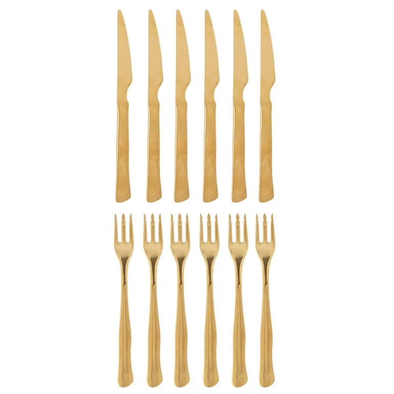 Ollin bestek set goud set van 12 stuks - 82061773