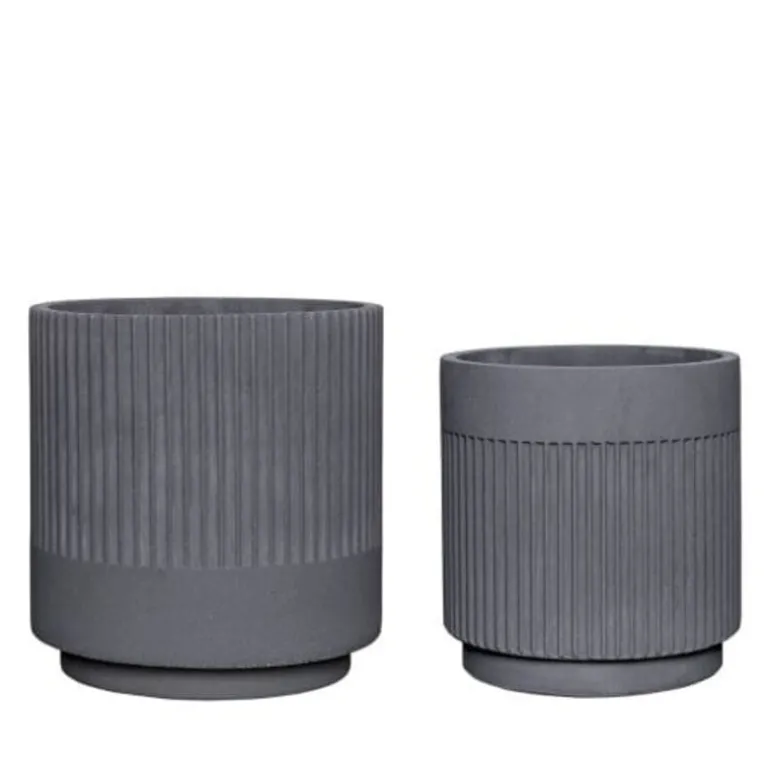 Plaster potten grijs - set van 2 stuks