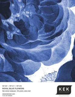 Royal blue flowers behangcirkel SC-001 ø142,5 cm