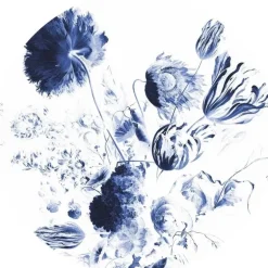 Royal blue flowers behangcirkel BC-002 - ø237,5cm