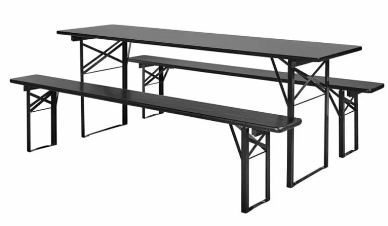 Tafel met banken set zwart