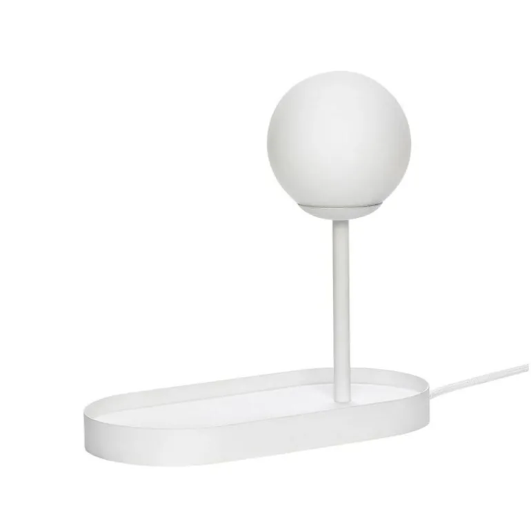 Tafellamp wit metaal met lichtbol