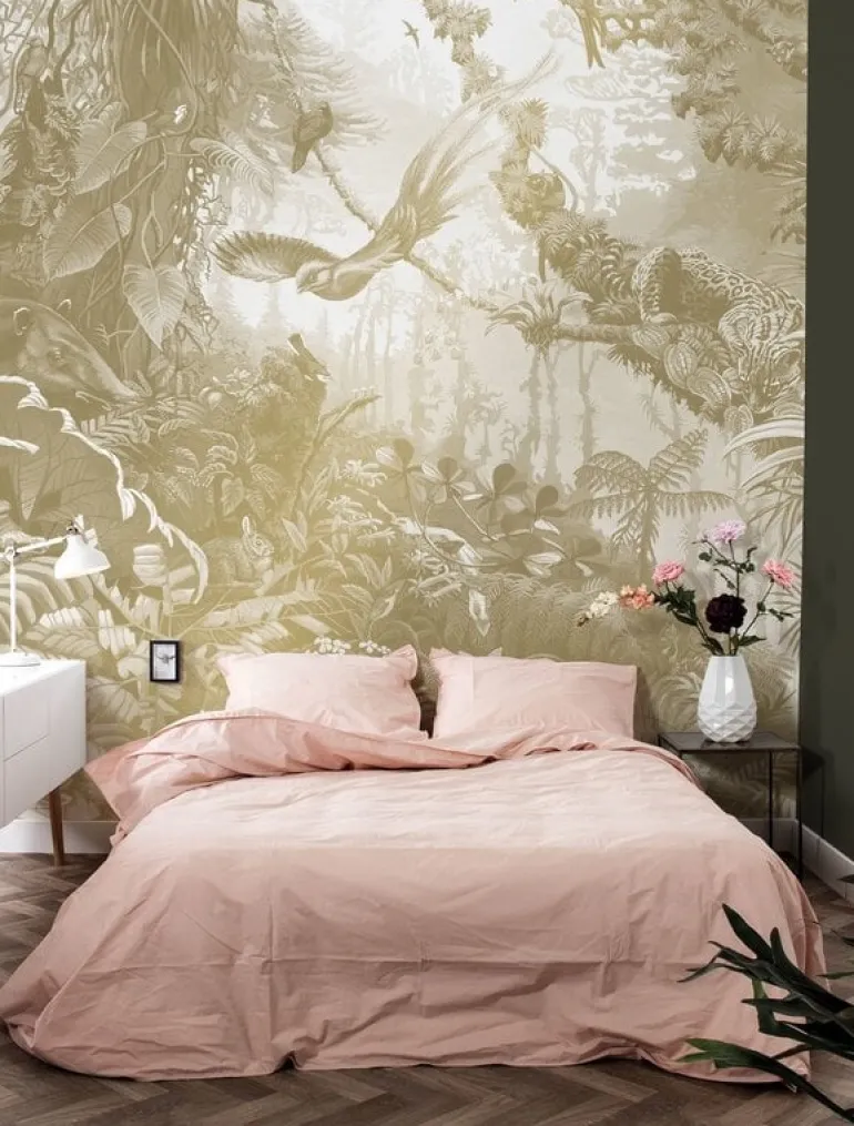 Tropical landscapes goud behang MW-064 - 200x280cm