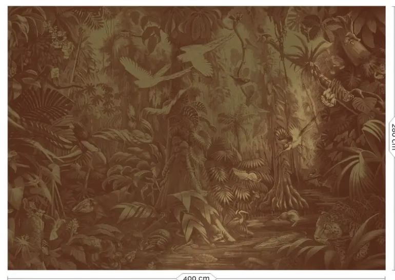 Tropical landscapes goud behang MW-063 - 400x280cm