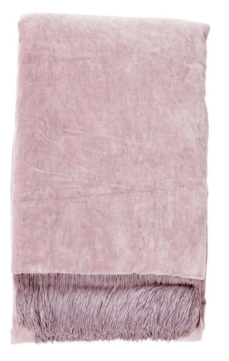 Velvet plaid met franjes - lichtpaars