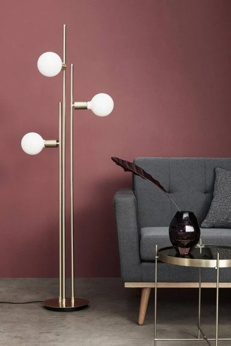 Vloerlamp messing met lichtbron 78x28xh150cm