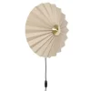 Wandlamp textiel metaal - zand/messing