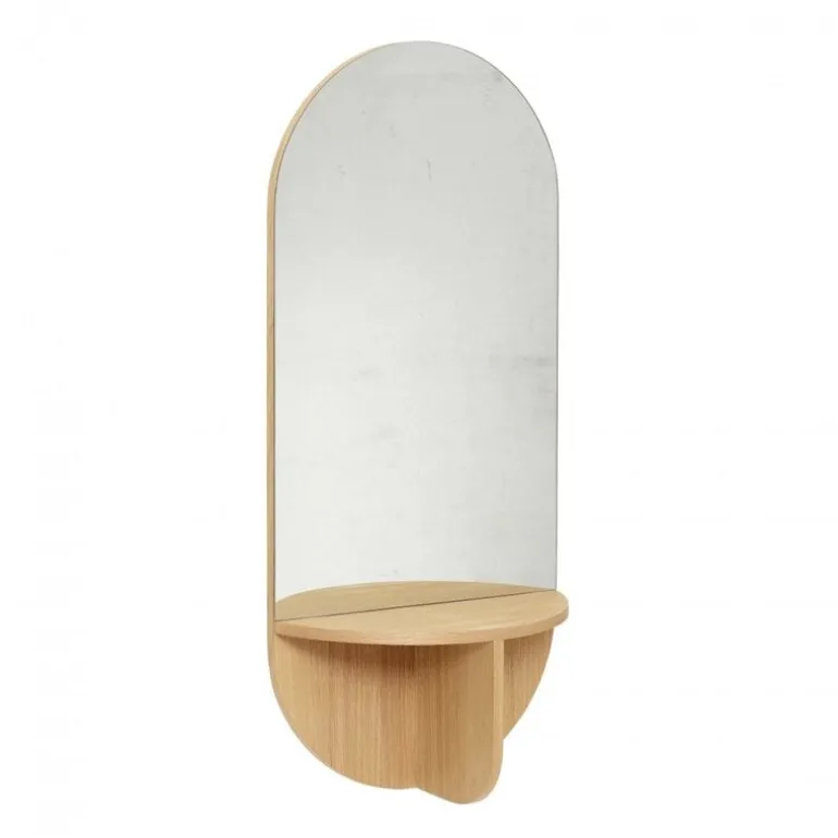 Wandspiegel eikenhout met plank - naturel