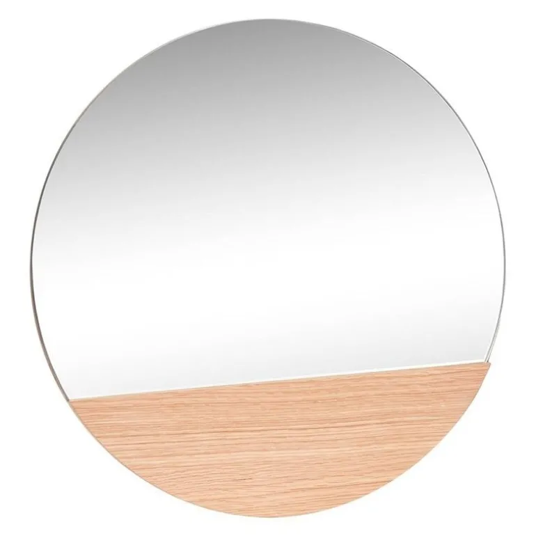Wandspiegel rond eikenhout