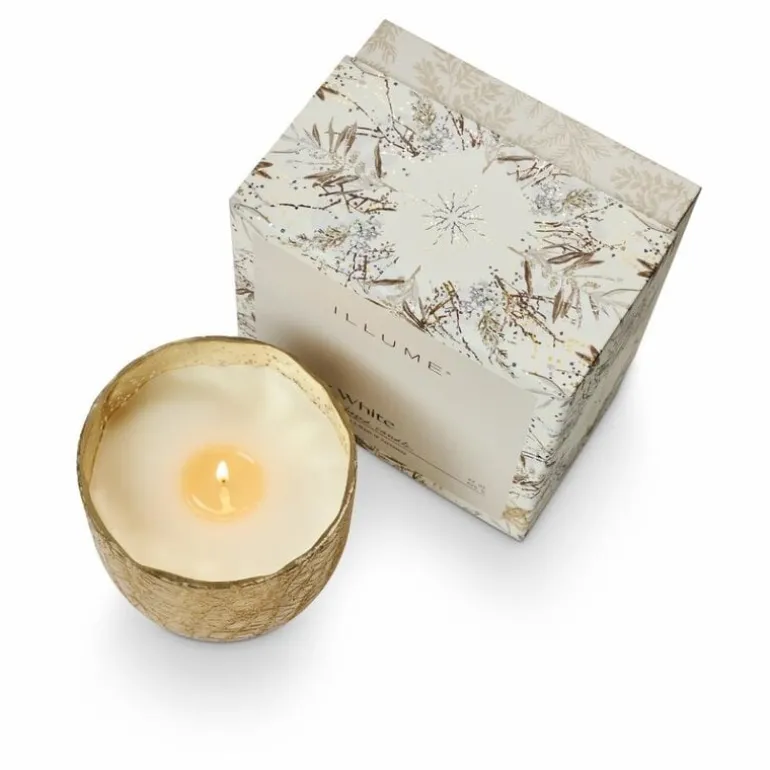 Winter white crackle kaars wit - 4628433300